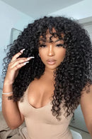 Long Water Wave Wigs For Black Women Curly Human Hair Wigs With Bangs Wigs Human Hair Wig