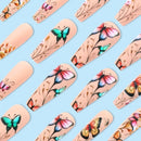 Stick-on Nails Finger Nail Tips Multicolor Butterfly Fake Nails Press on Nails for Girls
