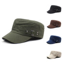 Military Style Army Cap Men Women Pure Washed Cotton Flat Top Cap Summer Autumn Adjustable Visor Hat