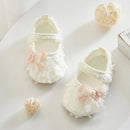 Adorable Baby Girl Bow Flats Shoes with Petal Design for Special Occasions and Baby Showers