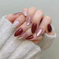 Press on Nails Tips Purple Love Bow Design Nail Tips Short Oval Wearable Nail Art French Glitter Nail 24Pc