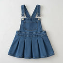 Blue denim pinafore dress on a white background, Obroi
