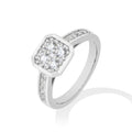 Silver ring with diamond accents on a white background, Obroi