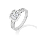 Silver ring with diamond accents on a white background, Obroi