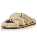 Autumn Winter Product Leather Flat Bottom Cross Belt Women Furniture Outdoor Warm Plush Slippers