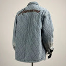Stitch Jeans Coat Men Casual Padded Cotton Denim Parkas Jacket Outerwear