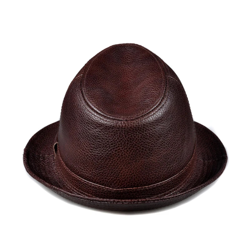 Leather British Top Hats For Men Gentleman Fedora Leather Short Brim Shower Topper Panama Caps