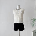 Knitted Open Cardigan Vest Women Spring Summer Breathable Casual Floral Decoration