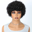 Mannequin head with a black curly wig on a white background, Obroi