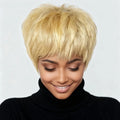 6-Inch Short Human Hair Wig for Women - Wig Straight Blonde Hair with Breathable Rose Net
