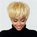 6-Inch Short Human Hair Wig for Women - Wig Straight Blonde Hair with Breathable Rose Net