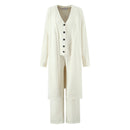 White cardigan and pants set on a white background, Obroi