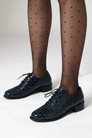 Female Round Toe Block Heels Lace Up Leisure Office Lady Shoes