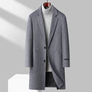Men Classic Double-faced Wool Coat Notched Lapel Tailored Fit for a Sharp Silhouette Overcoat