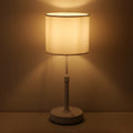 Table Lamp Copper White Linen Fabric USB Touch Cordless Dimmer Reading Table Light