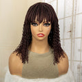 Mannequin head with a brown braided wig on a neutral background, Obroi