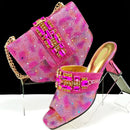 Rhinestone Metal Design Strange High Heel Style Peep Toe Shoes and Bag Set