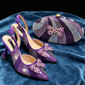 Elegant Inspired Rhinestone High Heels Mini Oval Bag Women's Shoes for Special Occasions