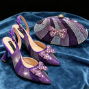 Elegant Inspired Rhinestone High Heels Mini Oval Bag Women's Shoes for Special Occasions