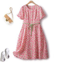 Summer Elegant Women Sweet Cherry Pattern Swing Chiffon Dress