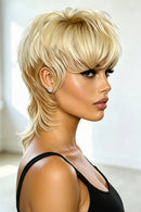 Pixie Cut Human Hair Wig Blonde Mullet Wig Swallowtail Breathable For Women Family Party Daily Use