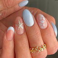 Blue Crocodile Gold Glitter Starfish Summer Nails Detachable Finished Nails Press on Nails