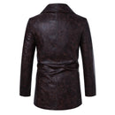 Men Leather Jacket Urban Retro Mid-length Belt PU Leather Coat Autumn Winter Motorcycle Leather Jacket