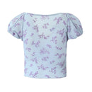 Floral Mesh Crop Top Women Short Sleeve Tees Ladies Slim Summer T Shirt Holiday Tops