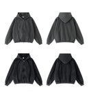 Dark gray and black hoodies shown from front and back on a white background, Obroi