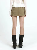 Casual Women Beige Cargo Mini Skirts Summer Ladies Bottoms Chic