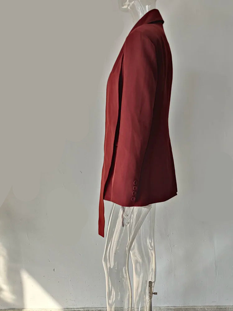 Lady Blazer Coat Long Sleeves Slim Waist Double Breasted Female Coats