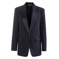 Minimalist Office Blazer for Women Notched Collar Spliced Single Button Loose Jacket Female