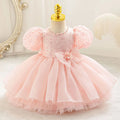 New beauty pageant dress for baby toddler girl puff sleeve birthday dress kids 0-4 years