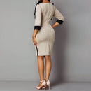 Elegant Sexy Hollow Out Lace Up Party Dresses for Women Sleeve Velvet Patchwork Office Lady Bodycon Tunic Dress