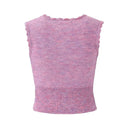 Women's Sleeveless Knitted Top Cute Sweet Bow Lace Up Corset Ladies Thin Tank Crop Vest Tops