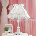 Nordic Lace Fabric Table Lamps Princess Girl Led Stand Desk Light Decor Bedroom Bedside Lamp Lighting Fixtures