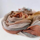 Thin Linen Striped Scarf Four Seasons Versatile Soft Neck Guard Silk Scarf Women's Travel Shawl Scarf