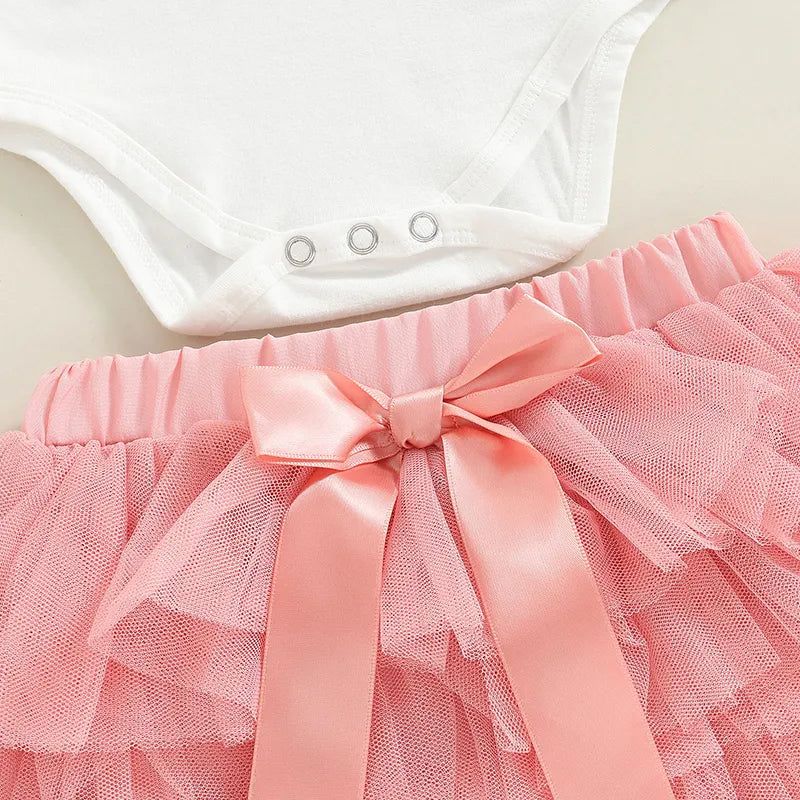 Spring Autumn Newborn Infant Baby Girls Clothes Set Long Sleeve Letter Romper Tutu Skirt Headband Outfits Clothing