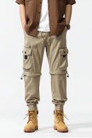 Men Tapered Pants Detachable Pants Legs Cargo Long Pants Male Cotton Trousers