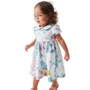 Summer Princess Baby Girls Dresses Floral Print Collar Party Birthday Kids Short Sleeve Frocks