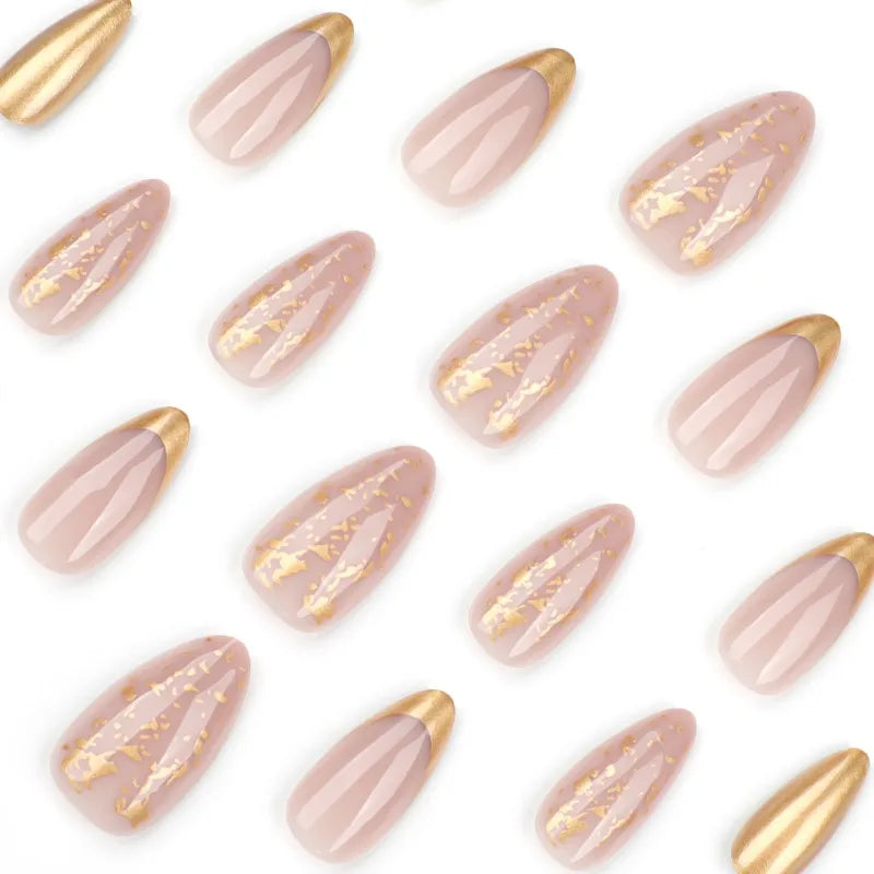 Artificial Nail Tips Short Almond Press on Nails Acrylics for Women Simple False Nails with Tools Prosthetic Nail Set