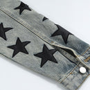 Vintage Denim Jacket Streetwear Retro Embroidered Stars Denim Coats Women Casual Loose Jackets