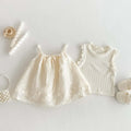Girls Version Summer Cute Bow Suspender Doll Shirt, Children's Embroidered Top