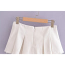 Sexy Low Waist Pleated Mini Skirt Summer Women Metal Eyelets Lacing Up Belt Fringed Hem Skirt