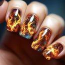 24pcs/set Medium Square fake nails Gradient Aurora flame Lightning stripes starry tips press on false nails art