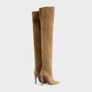 Autumn and Winter heeled Pointed Knee High Women's Boots Suede Long Boots Women's Thigh Boots