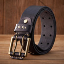 Genuine Leather Army Tactical Belt Double-needle Buckle Men's Belt Washed Water Made Macho Jeans Belt