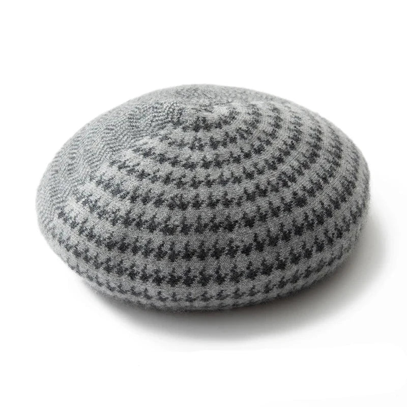 Women Cashmere Berets French Artist Style Warm Winter Knitted Beanie Hat Retro Plain Beret  Elegant Lady All Matched Autumn Caps