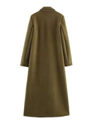 Spliced Double Breasted Basics Coats for Women Lapel Long Sleeves Versatile Long Coat Female Clothing
