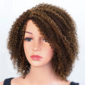 Kinky Curly Human Hair Wigs With Bangs Natural Black Jerry Curly Short Bob Wig For Women Friendly for Beginner